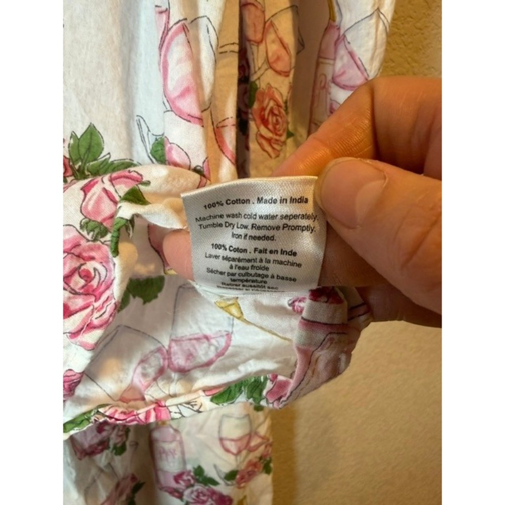 Mahogany Womens XL Pajama Set Pink Rose PJ Set Cotton Button Up Sleepwear - Picture 5 of 11